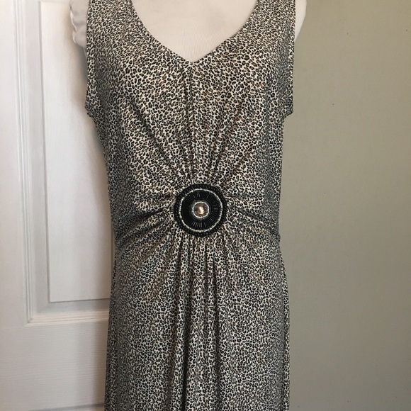 Nina Leonard Animal Print V-Neck Maxi Dress M-L - Picture 3 of 10